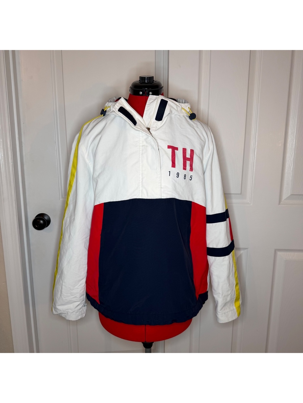 Tommy Hilfiger 1985 TH Colorblock Anorak Lined Windbreaker Jacket 1/4 Zip Mens S